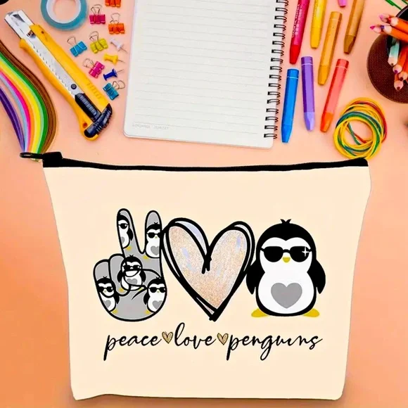 PENGUIN MAKEUP BAGS  NEW CHOICE OF DESIGN  2 SIDED ZIPPER TOP 4 DESIGNS - Picture 9 of 14